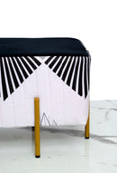 2 Seater Luxury Printed Stool With Steel Stand -1428
