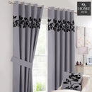 2 Pc's Luxury Velvet Embroidered Curtains With 2 Belts 34