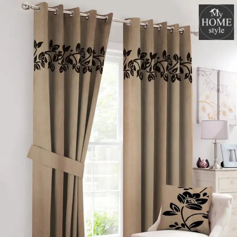 2 Pc's Luxury Velvet Embroidered Curtains With 2 Belts 37