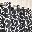 2 Pcs Printed Curtains Pair with Lining - 1149