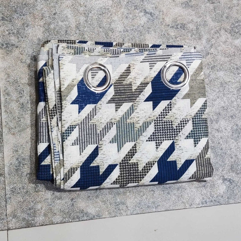 2 Pcs Printed Curtains Pair with Lining - 1150