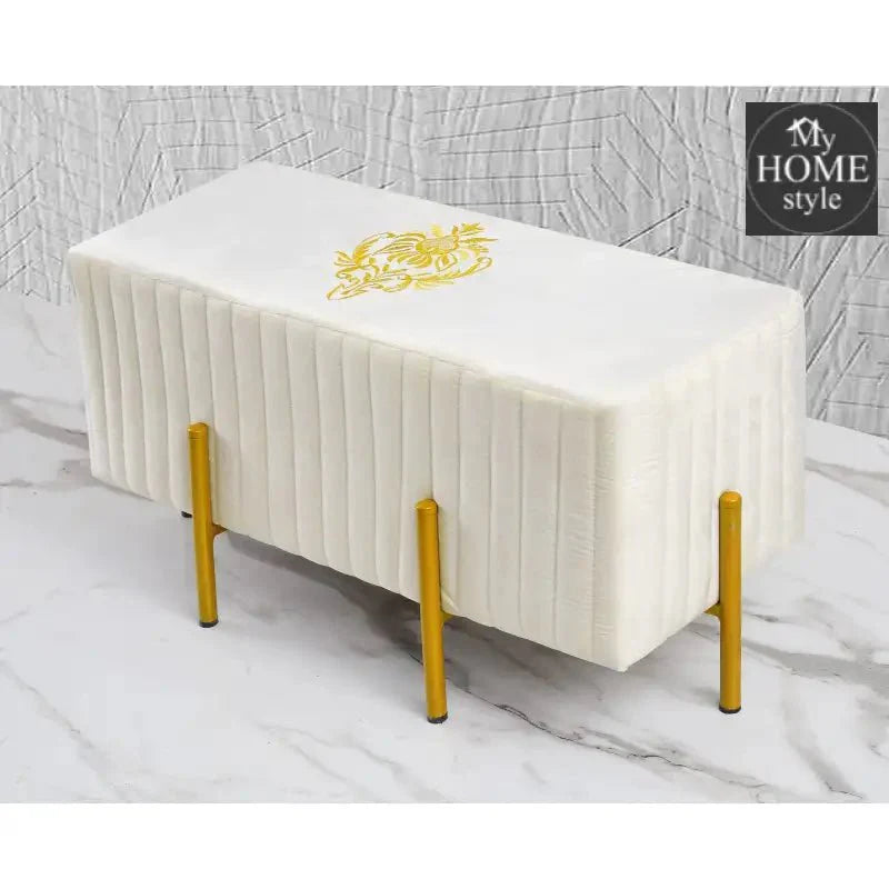 2 Seater Luxury Embroidered Stool With Steel Stand -1158