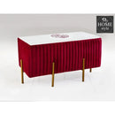 2 Seater Luxury Embroidered Velvet Stool With Steel Stand-887