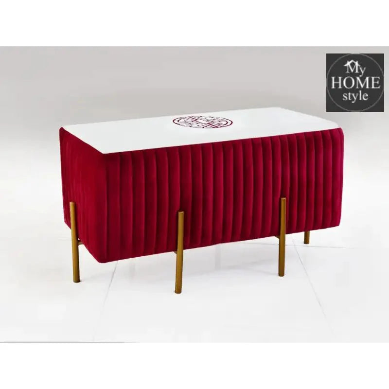 2 Seater Luxury Embroidered Velvet Stool With Steel Stand-887