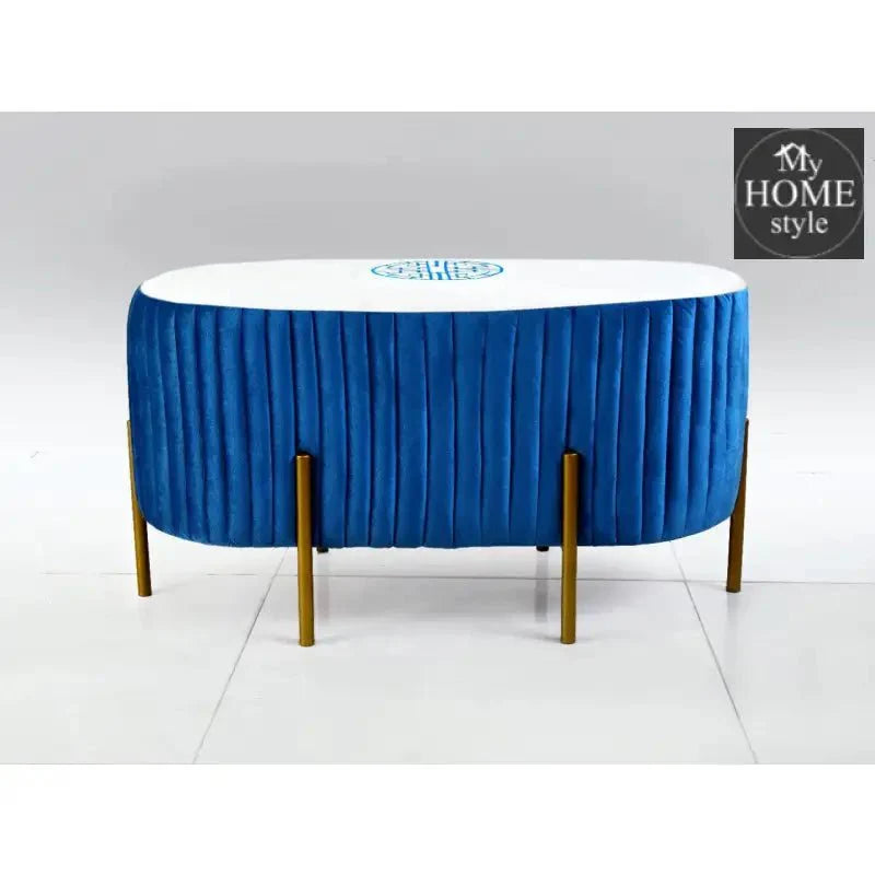 2 Seater Luxury Embroidered Velvet Stool With Steel Stand-888