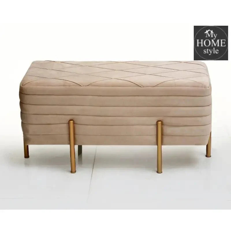 2 Seater Luxury Pleated Wooden Stool With Steel Stand-846
