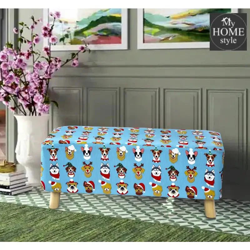 2 Seater Luxury Printed Stool -1233
