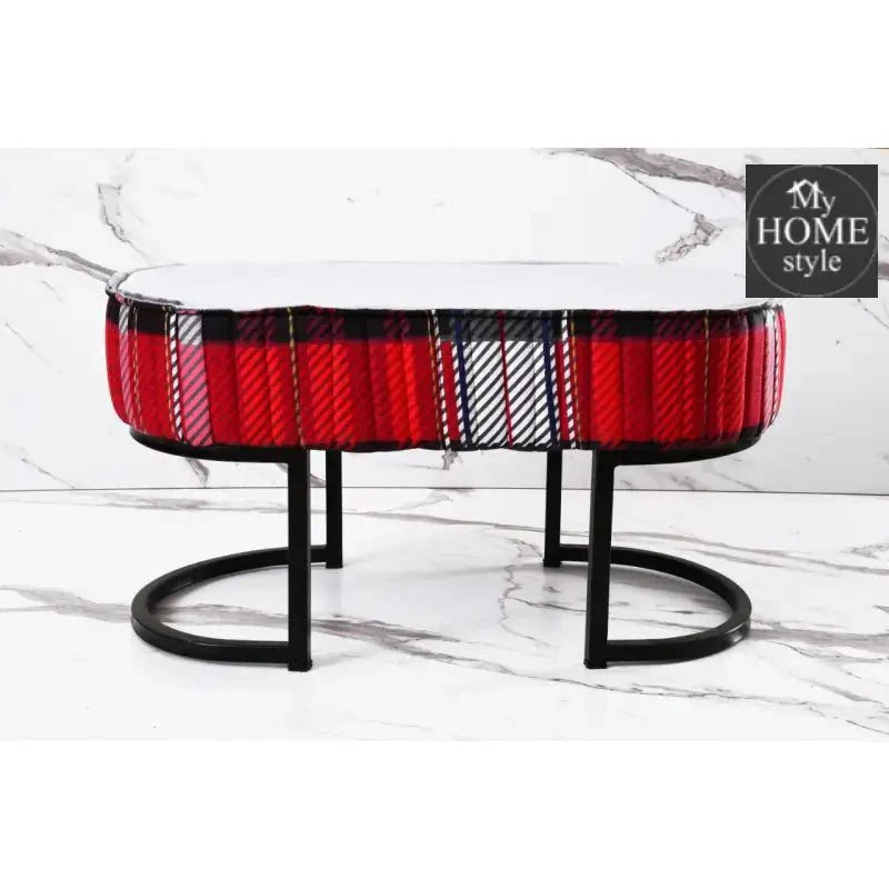 2 Seater Luxury Printed Stool With Steel Stand -1110