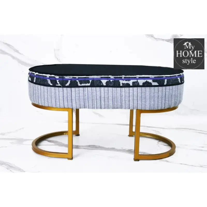 2 Seater Luxury Printed Stool With Steel Stand -1111