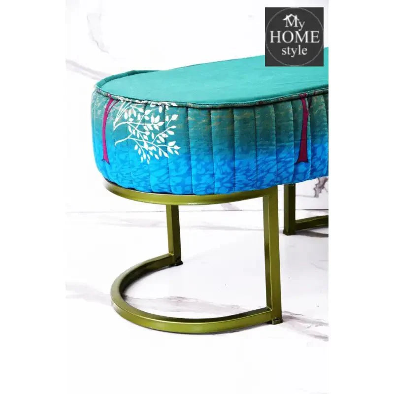 2 Seater Luxury Printed Stool With Steel Stand -1112
