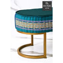 2 Seater Luxury Printed Stool With Steel Stand -1114