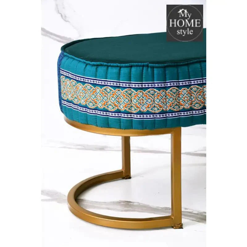 2 Seater Luxury Printed Stool With Steel Stand -1114