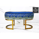 2 Seater Luxury Printed Stool With Steel Stand -1115
