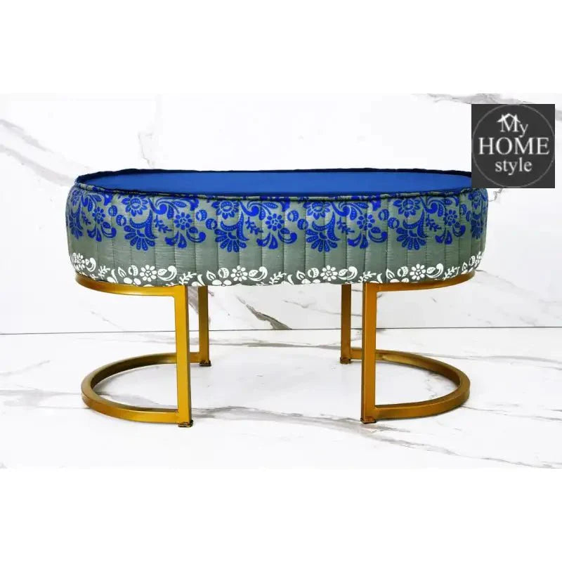 2 Seater Luxury Printed Stool With Steel Stand -1115