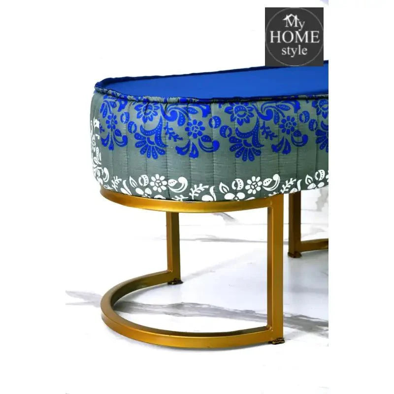 2 Seater Luxury Printed Stool With Steel Stand -1115