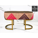 2 Seater Luxury Printed Stool With Steel Stand -1117