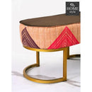 2 Seater Luxury Printed Stool With Steel Stand -1117
