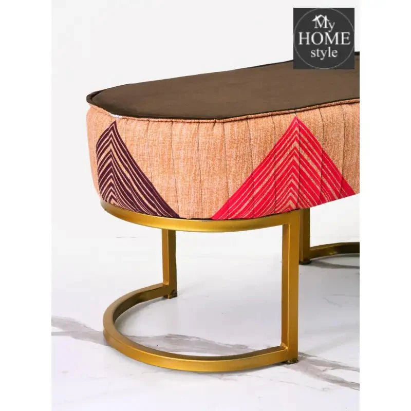 2 Seater Luxury Printed Stool With Steel Stand -1117