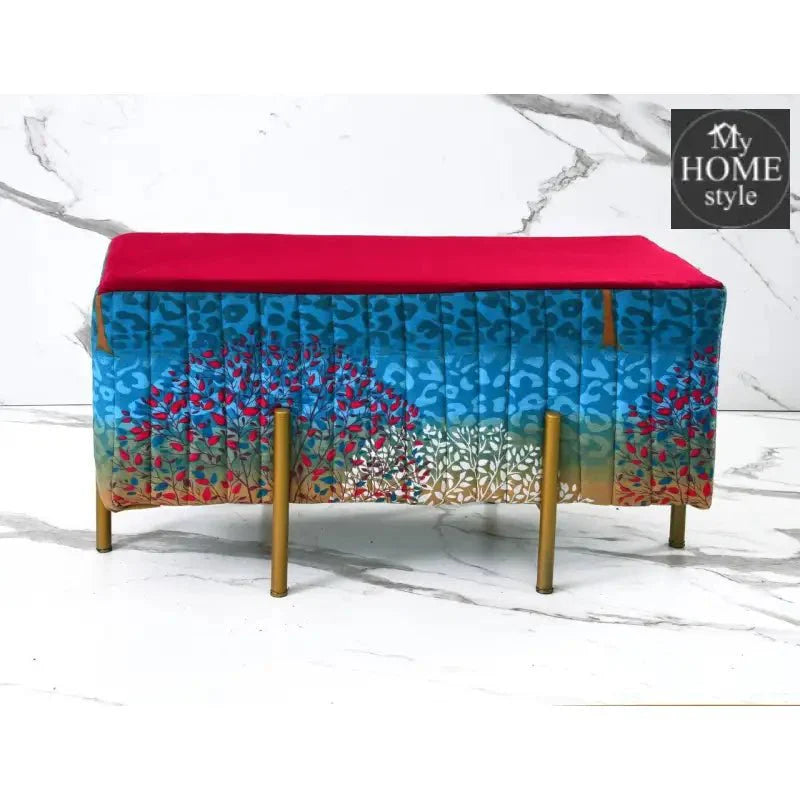 2 Seater Luxury Printed Stool With Steel Stand -1118