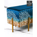 2 Seater Luxury Printed Stool With Steel Stand -1119