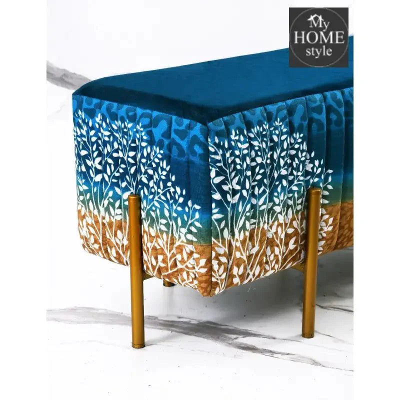 2 Seater Luxury Printed Stool With Steel Stand -1119