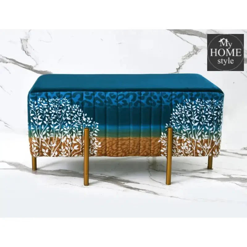 2 Seater Luxury Printed Stool With Steel Stand -1119