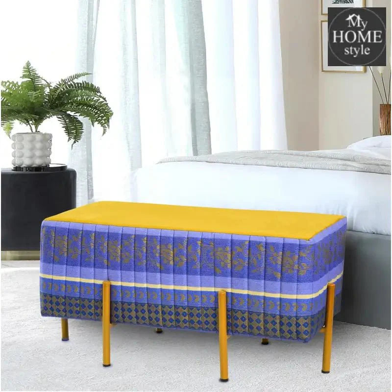 2 Seater Luxury Printed Stool With Steel Stand -1147
