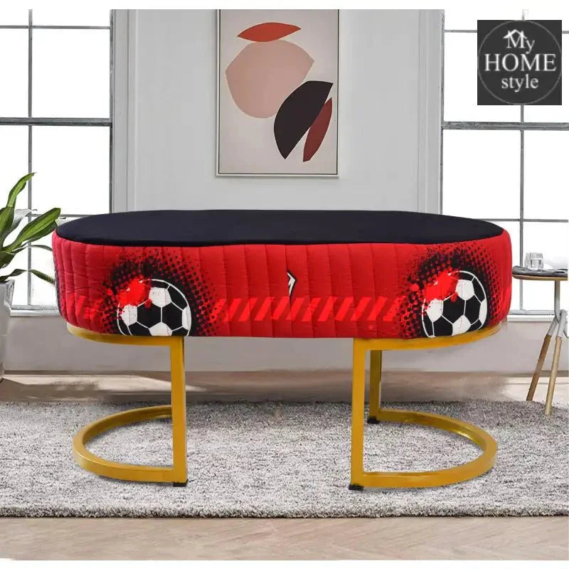 2 Seater Luxury Printed Stool With Steel Stand -1165
