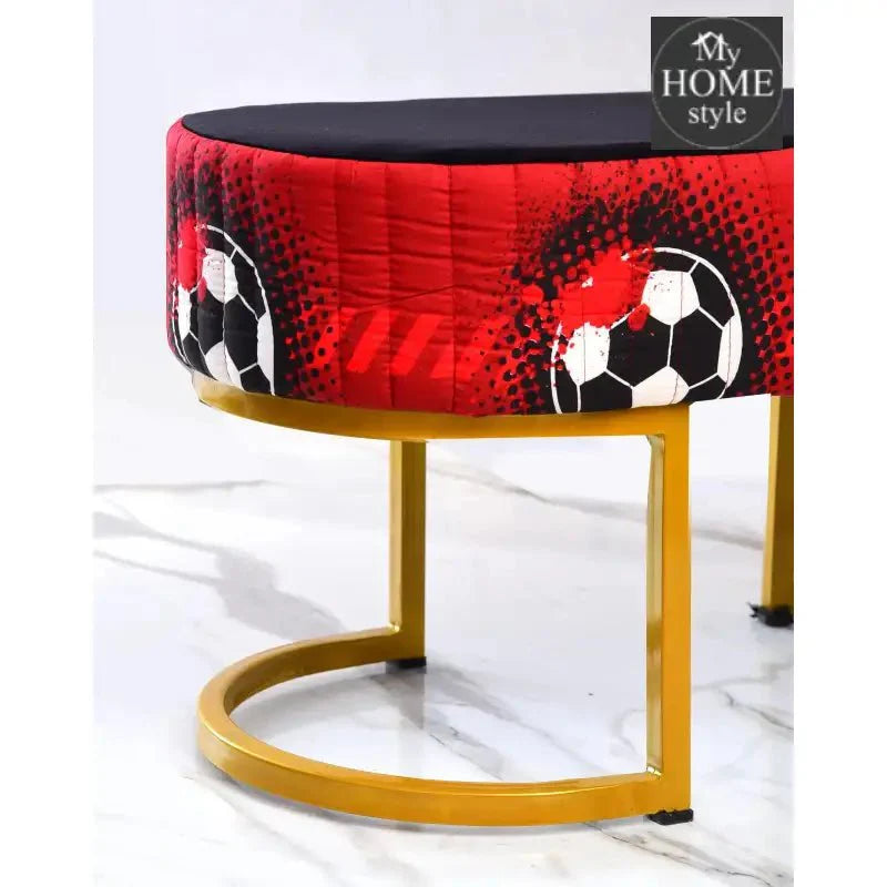 2 Seater Luxury Printed Stool With Steel Stand -1165