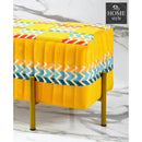 2 Seater Luxury Printed Velvet Stool With Steel Stand -1201