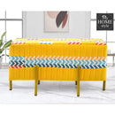 2 Seater Luxury Printed Velvet Stool With Steel Stand -1201