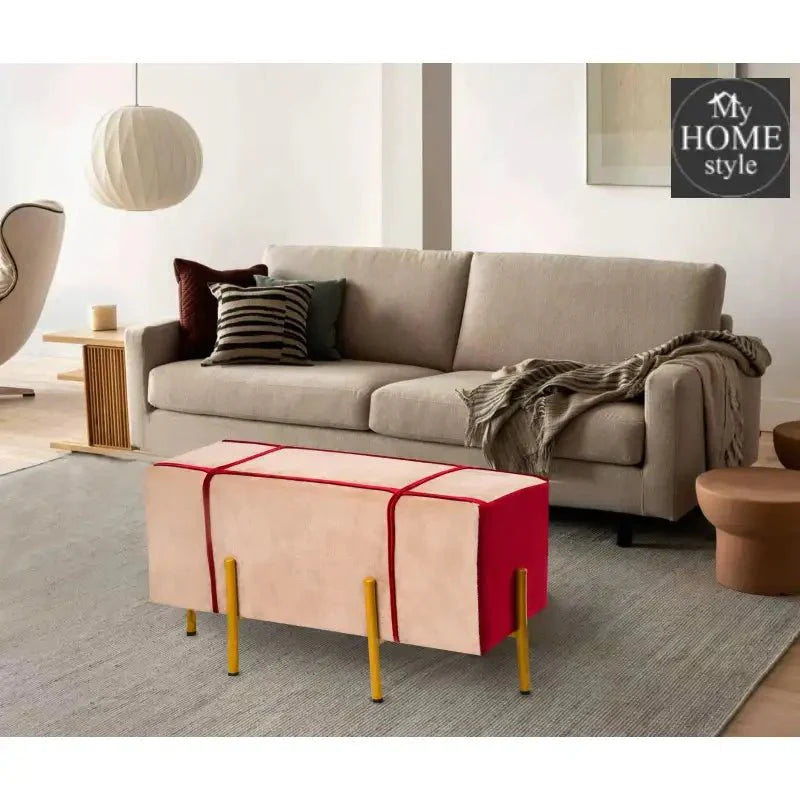 2 Seater Luxury Velvet Stool With Steel Stand -1153