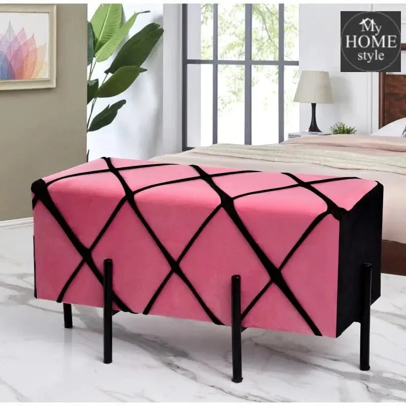 2 Seater Luxury Velvet Stool With Steel Stand -1155