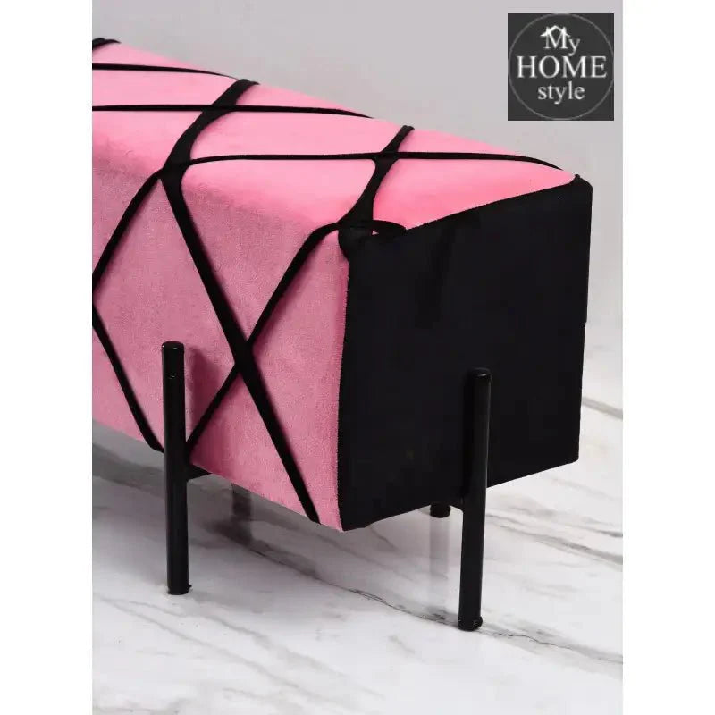 2 Seater Luxury Velvet Stool With Steel Stand -1155