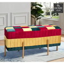 2 Seater Luxury Velvet Wooden Stool With Steel Stand-846