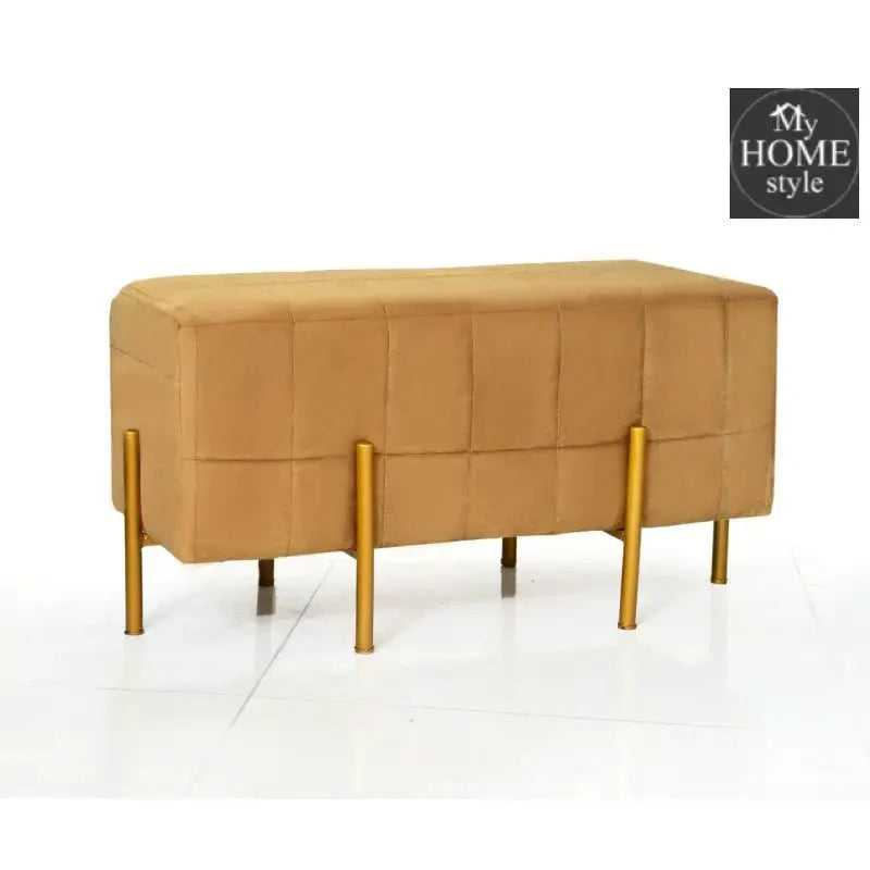 2 Seater Luxury Velvet Wooden Stool With Steel Stand-861