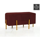 2 Seater Luxury Velvet Wooden Stool With Steel Stand-878