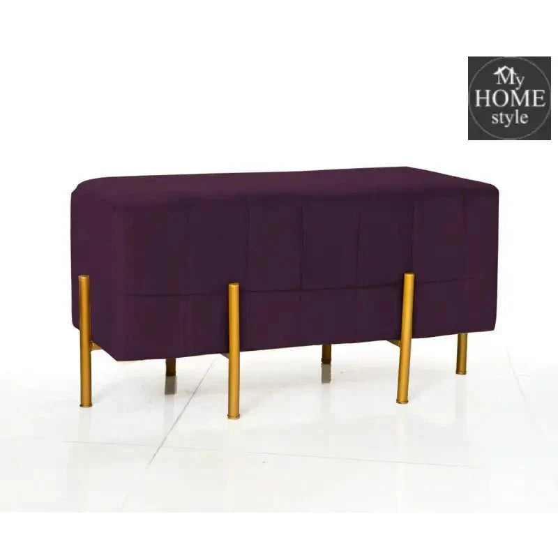 2 Seater Luxury Velvet Wooden Stool With Steel Stand-881