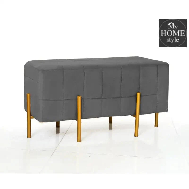2 Seater Luxury Velvet Wooden Stool With Steel Stand-882