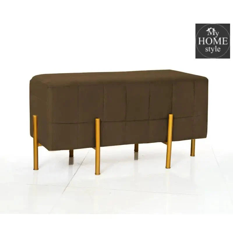 2 Seater Luxury Velvet Wooden Stool With Steel Stand-886