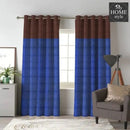 2 Shaded Jacquard PQ Curtains - Pair (Blue & Dark Brown)