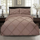 3 Pcs 3 Row Cross Pleated Duvet Set - Beige SC