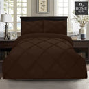 3 Pcs 3 Row Cross Pleated Duvet Set - Brown