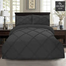 3 Pcs 3 Row Cross Pleated Duvet Set - Grey