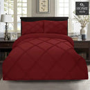 3 Pcs 3 Row Cross Pleated Duvet Set - Maroon