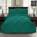 3 Pcs 3 Row Cross Pleated Duvet Set - Teal