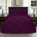 3 Pcs 3 Row Cross Pleated Duvet Set - Violet