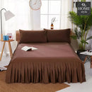 3 PCs Fitted Bed skirt with Pillow cover Brown