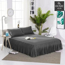 3 PCs Fitted Bed skirt with Pillow cover Dark Grey