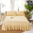 3 PCs Fitted Bed skirt with Pillow cover Golden